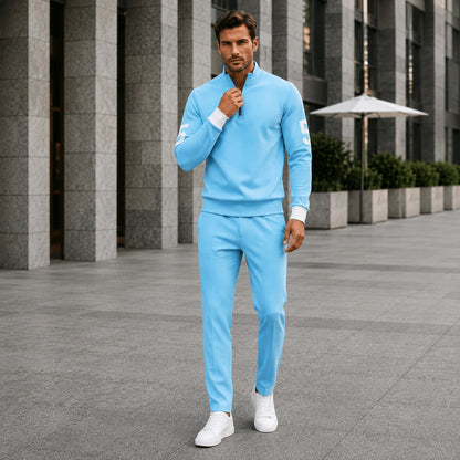 Conjunto Alexander™ con Blusa de Cuello Alto con Cremallera y Pantalón Minimalista