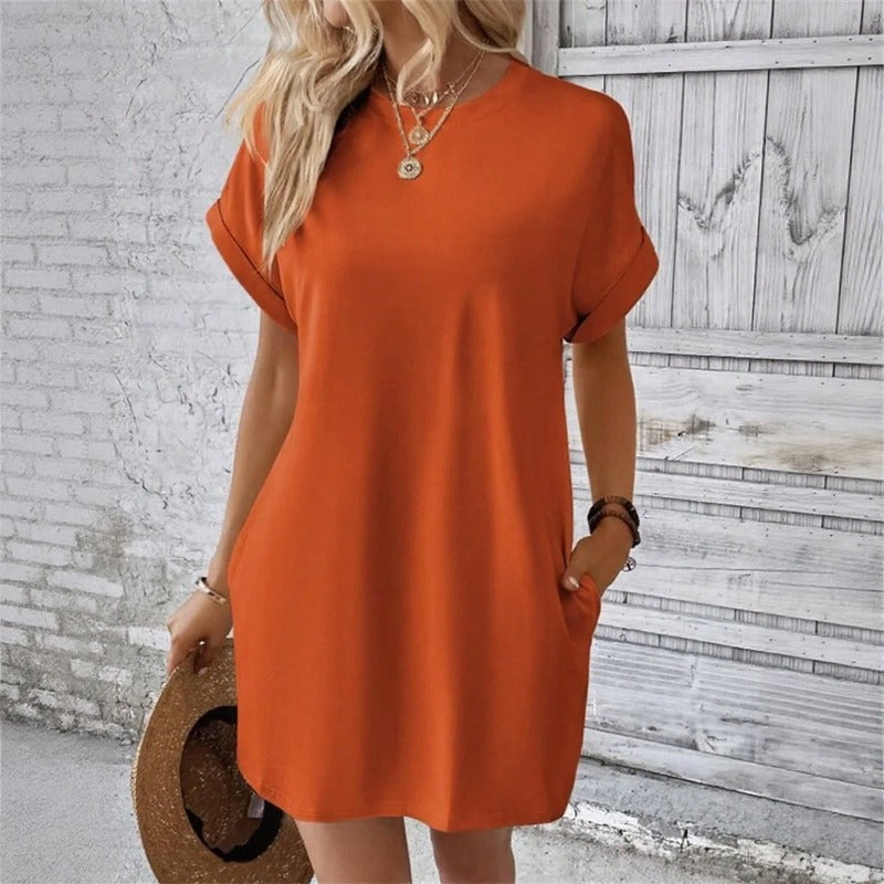 Vestido Valentine™ Con Caída Fluida y Mangas Remangadas