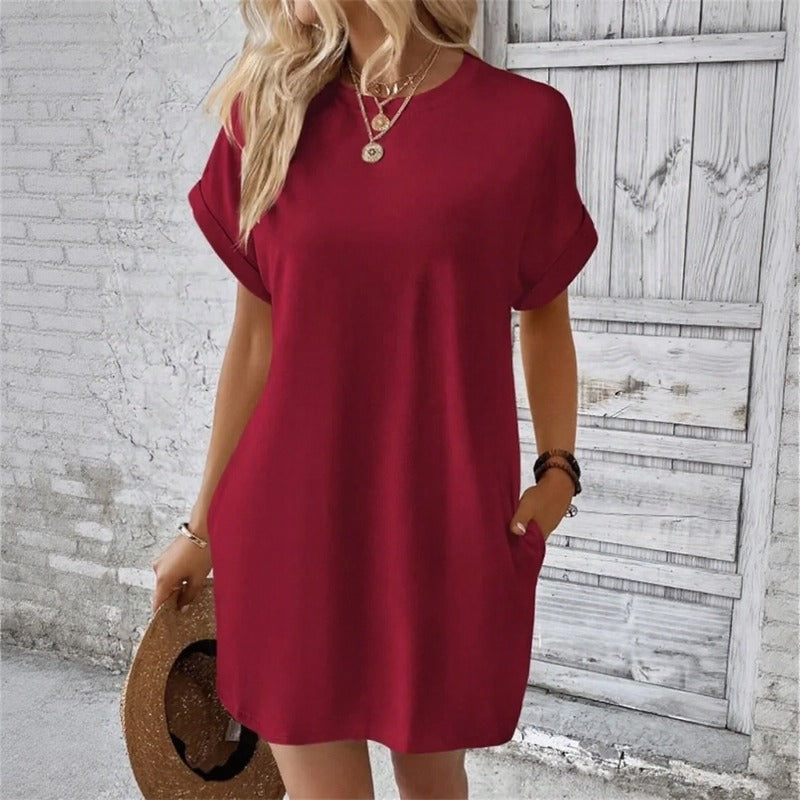 Vestido Valentine™ Con Caída Fluida y Mangas Remangadas