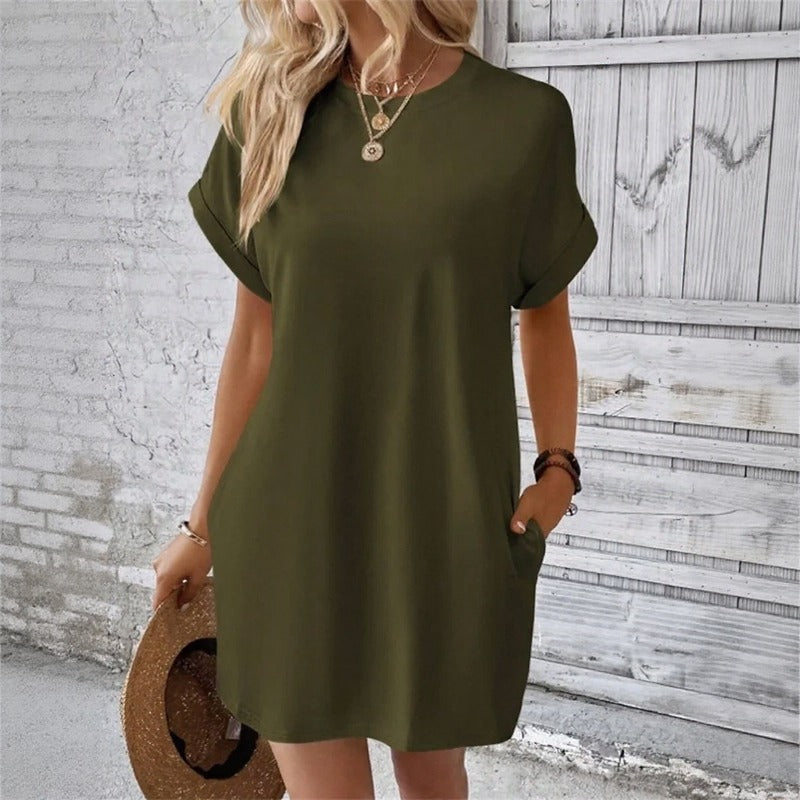 Vestido Valentine™ Con Caída Fluida y Mangas Remangadas