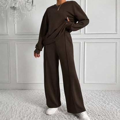 Conjunto Estelle™ con Blusa Holgada de Manga Larga y Pantalón Wide Leg