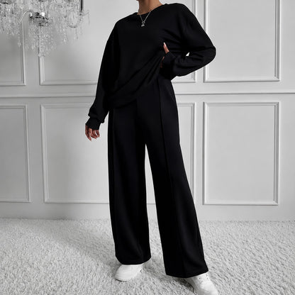 Conjunto Estelle™ con Blusa Holgada de Manga Larga y Pantalón Wide Leg