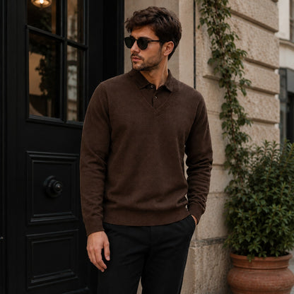 Suéter Lyon™ de Punto Texturizado Premium con Cuello Polo Integrado