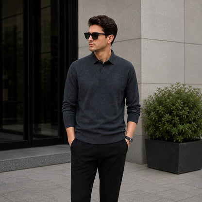 Suéter Lyon™ de Punto Texturizado Premium con Cuello Polo Integrado
