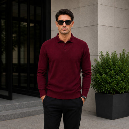 Suéter Lyon™ de Punto Texturizado Premium con Cuello Polo Integrado