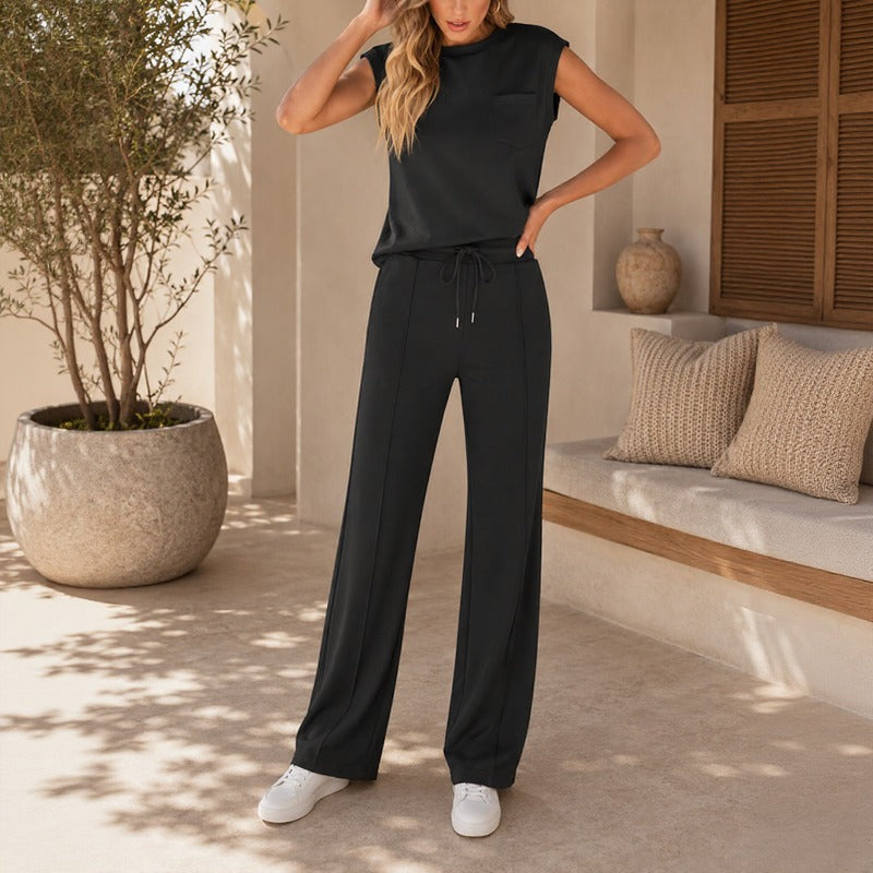 Conjunto Bonnye™ Con Blusa Sin Mangas y Pantalón Amplio