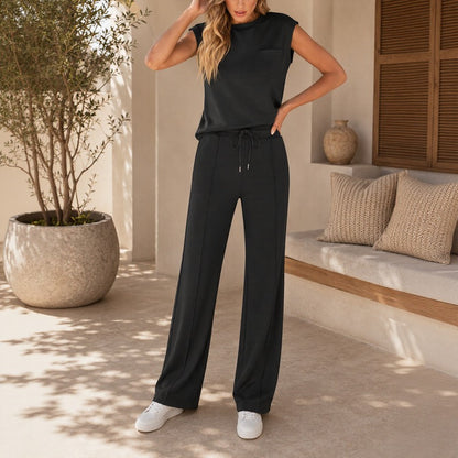 Conjunto Bonnye™ Con Blusa Sin Mangas y Pantalón Amplio
