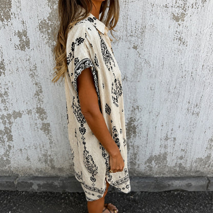 Vestido Midi Zahara™ de Lino y Algodón con Botones Frontales