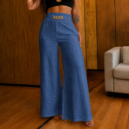 Pantalón Valencia™ de Cintura Alta con Acabado Dorado Exclusivo