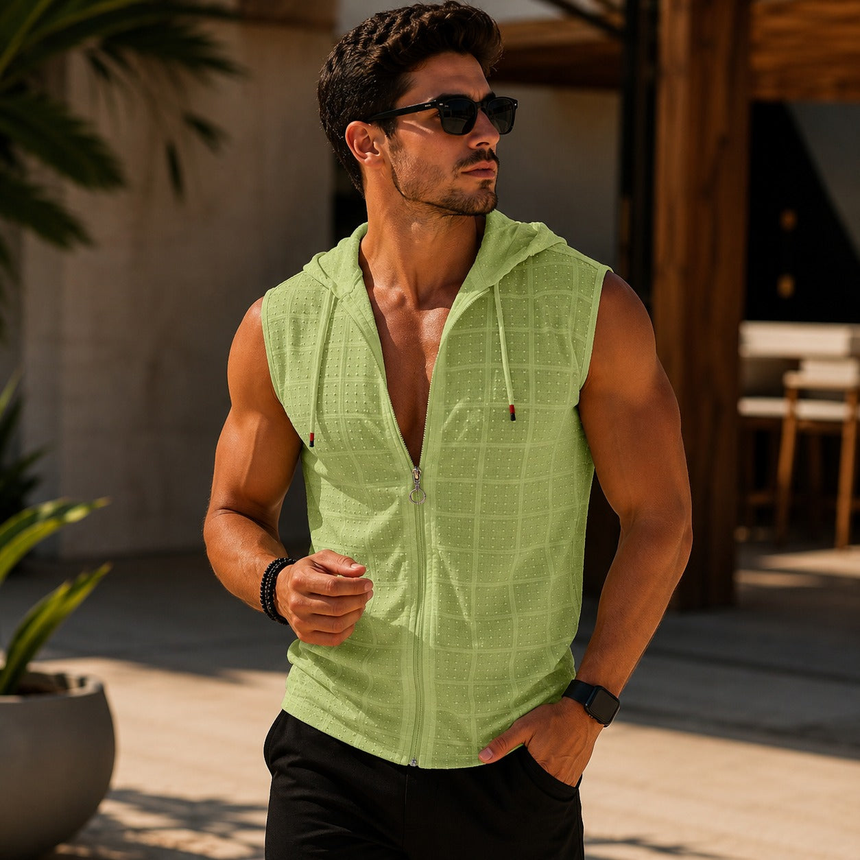 Chaleco Carter™ de Punto Texturizado Premium con Capucha Integrada