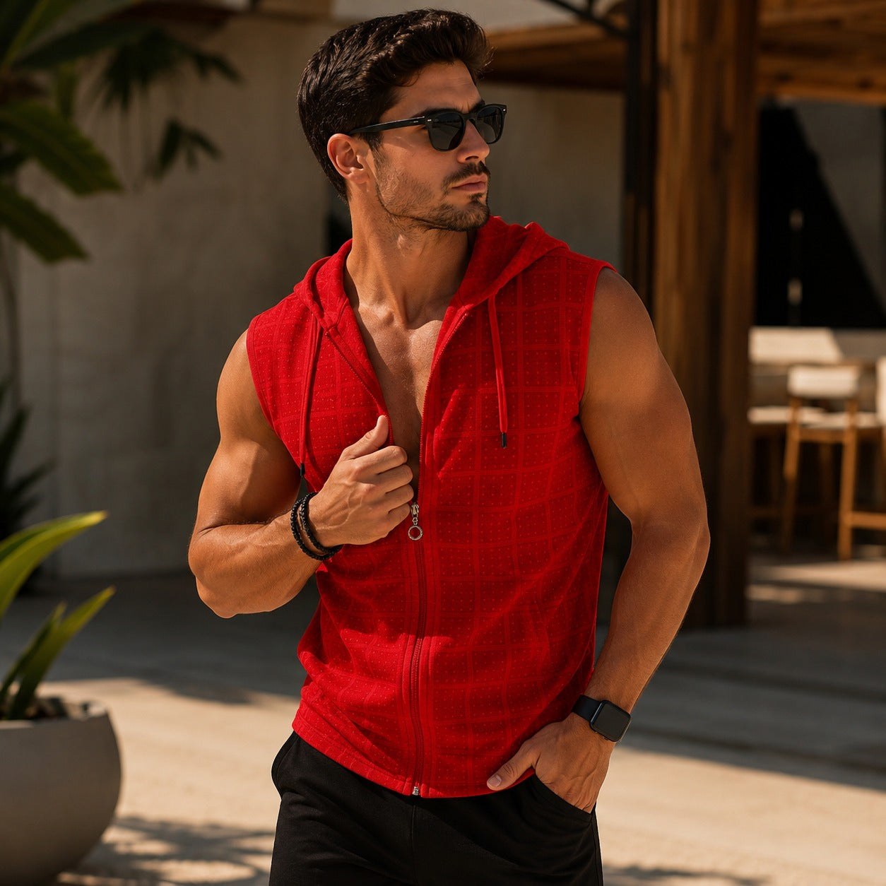 Chaleco Carter™ de Punto Texturizado Premium con Capucha Integrada