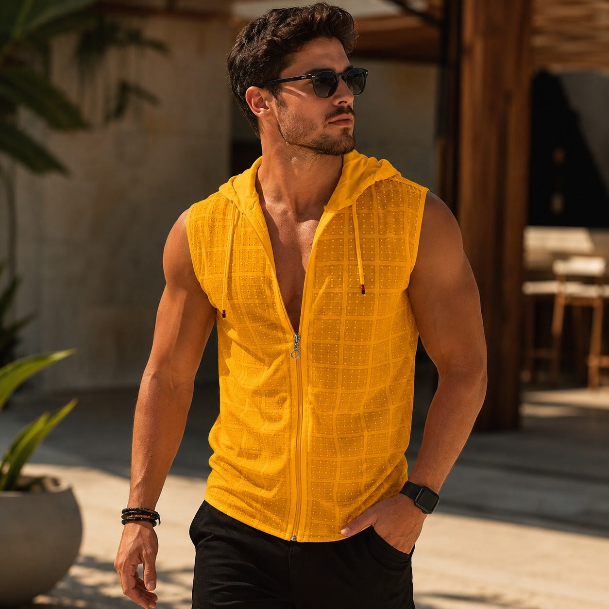 Chaleco Carter™ de Punto Texturizado Premium con Capucha Integrada