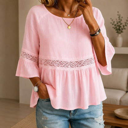 Blusa Aitana™ con Encaje Delicado y Mangas Acampanadas