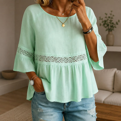 Blusa Aitana™ con Encaje Delicado y Mangas Acampanadas