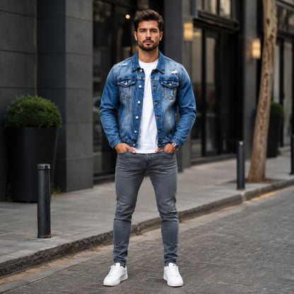 Chaqueta Vaquera Logan™ con Lavado Stone Wash Premium y Detalles Desgastados