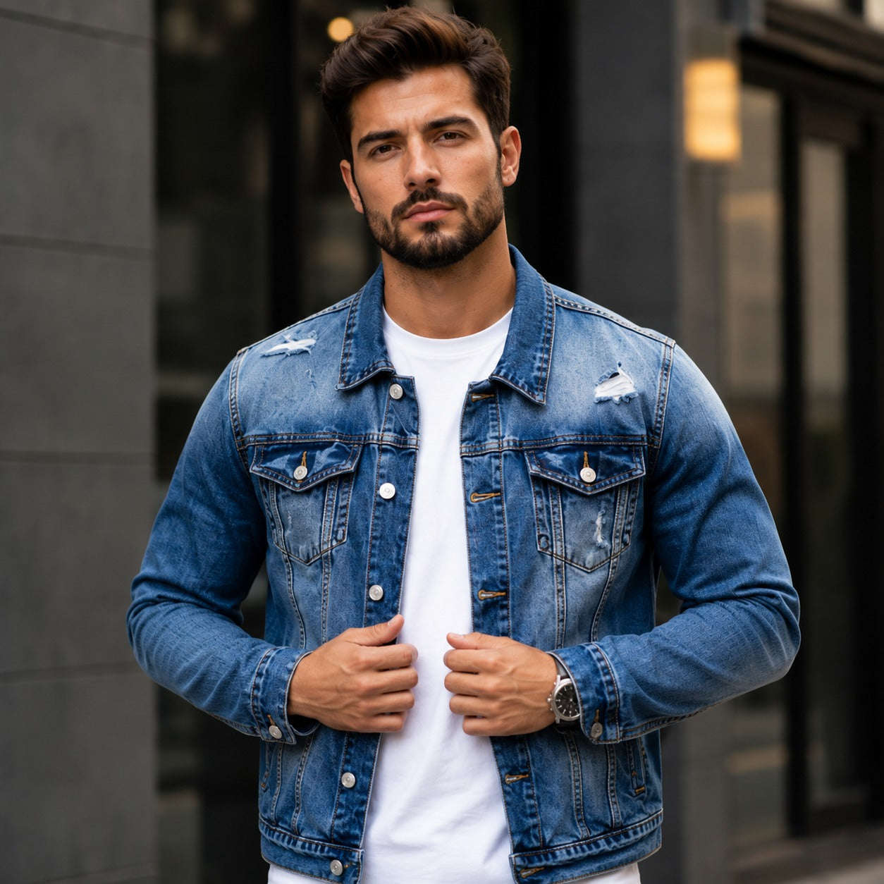 Chaqueta Vaquera Logan™ con Lavado Stone Wash Premium y Detalles Desgastados