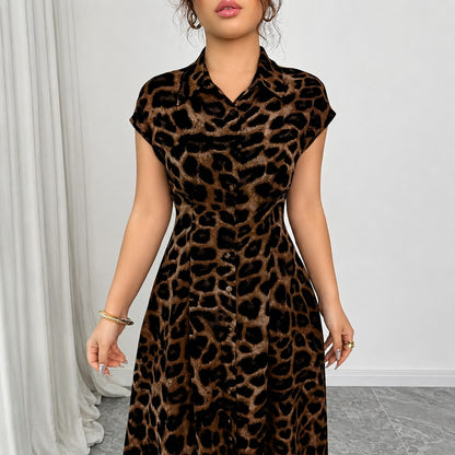 Vestido Celina™ con Estampado de Leopardo y Cintura Entallada