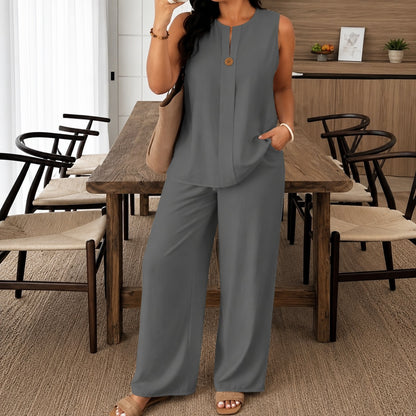 Conjunto Violeta™ de Lino de Algodón con Diseño Minimalista
