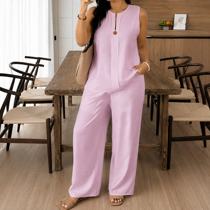 Conjunto Violeta™ de Lino de Algodón con Diseño Minimalista