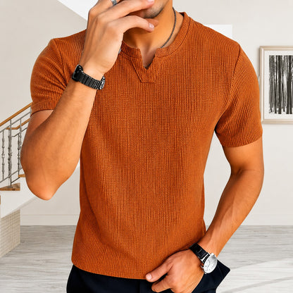 Camiseta Mateo™ de Punto Texturizado con Cuello de Pico Escotado