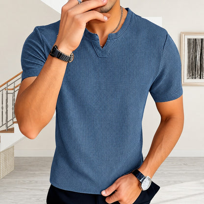 Camiseta Mateo™ de Punto Texturizado con Cuello de Pico Escotado
