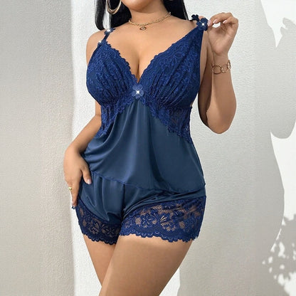 Conjunto Amara™ Con Camisón Baby Doll Y Shorts Con Ribete De Encaje