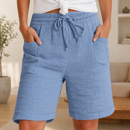 Shorts Lorea™ con Algodón Texturizado y Cintura Alta