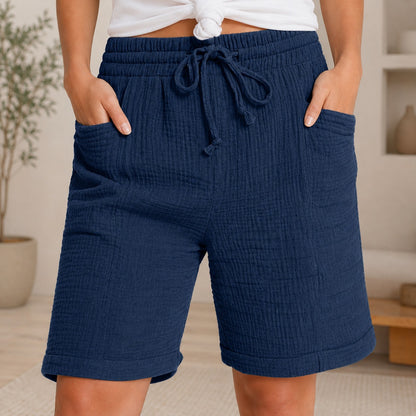 Shorts Lorea™ con Algodón Texturizado y Cintura Alta