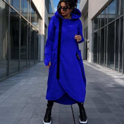 Vestido Maristel™ con Capucha, Cremallera Asimétrica y Abertura para el Pulgar