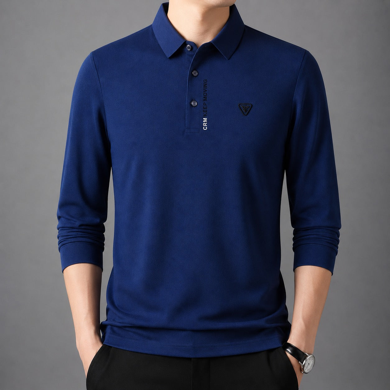 Camisa Polo Aldren™ con Manga Larga, Textura Piqué y Cuello Clásico