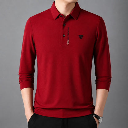 Camisa Polo Aldren™ con Manga Larga, Textura Piqué y Cuello Clásico