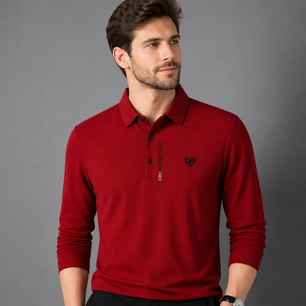 Camisa Polo Aldren™ con Manga Larga, Textura Piqué y Cuello Clásico