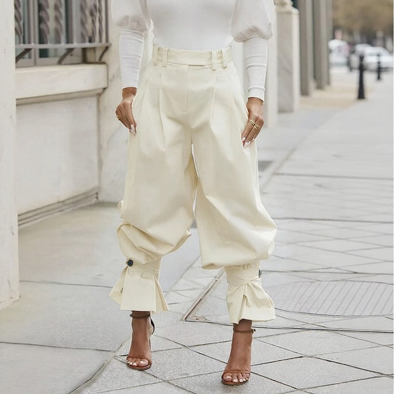 Pantalón Jogger Belluno™ De Sastrería Con Corte Globo Y Bajo Con Volante