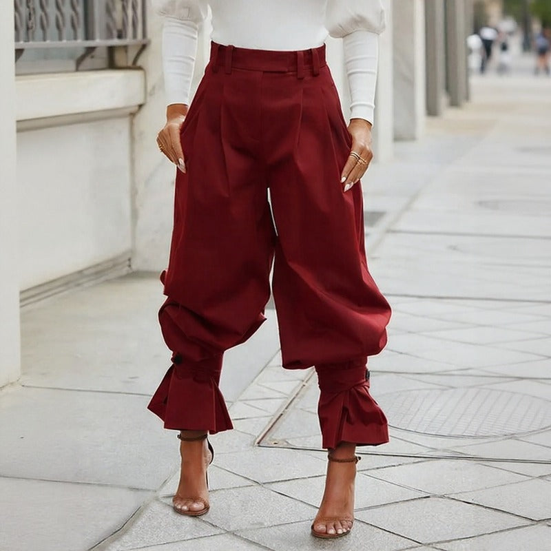 Pantalón Jogger Belluno™ De Sastrería Con Corte Globo Y Bajo Con Volante