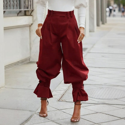 Pantalón Jogger Belluno™ De Sastrería Con Corte Globo Y Bajo Con Volante