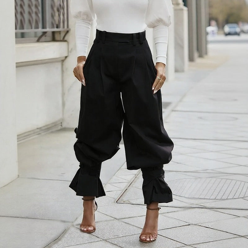Pantalón Jogger Belluno™ De Sastrería Con Corte Globo Y Bajo Con Volante