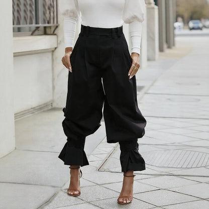 Pantalón Jogger Belluno™ De Sastrería Con Corte Globo Y Bajo Con Volante