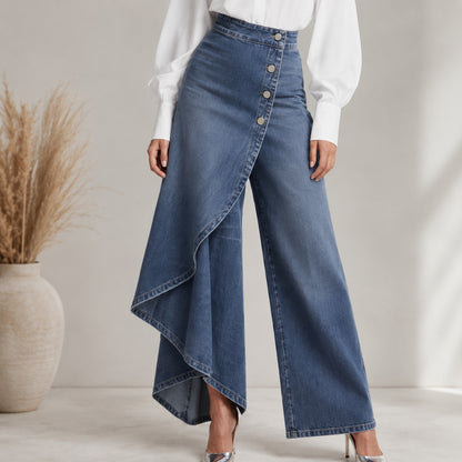 Pantalón Amaris™ con Panel Cruzado, Talle Alto y Corte Amplio