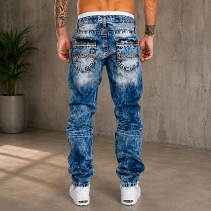 Pantalón Vasto™ con Lavado Desgastado, Corte Recto y Costuras en Contraste