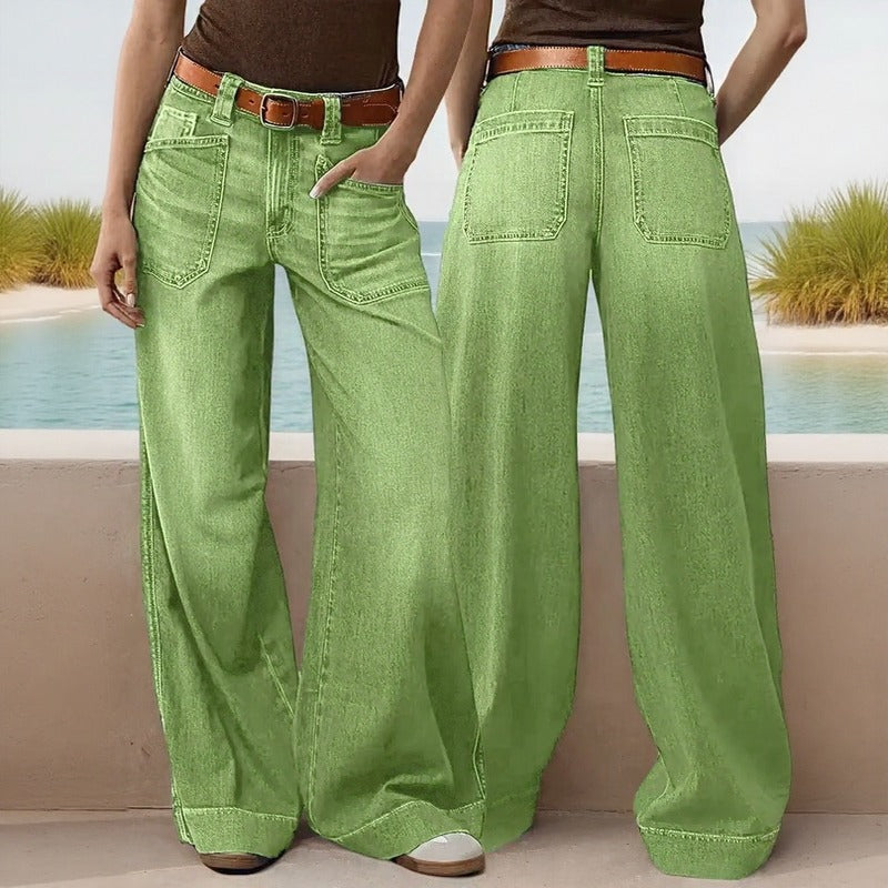 Jeans Castela™ De Corte Amplio Con Lavado Desgastado