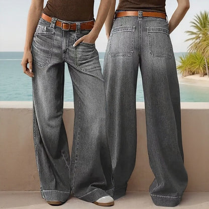 Jeans Castela™ De Corte Amplio Con Lavado Desgastado