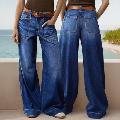 Jeans Castela™ De Corte Amplio Con Lavado Desgastado