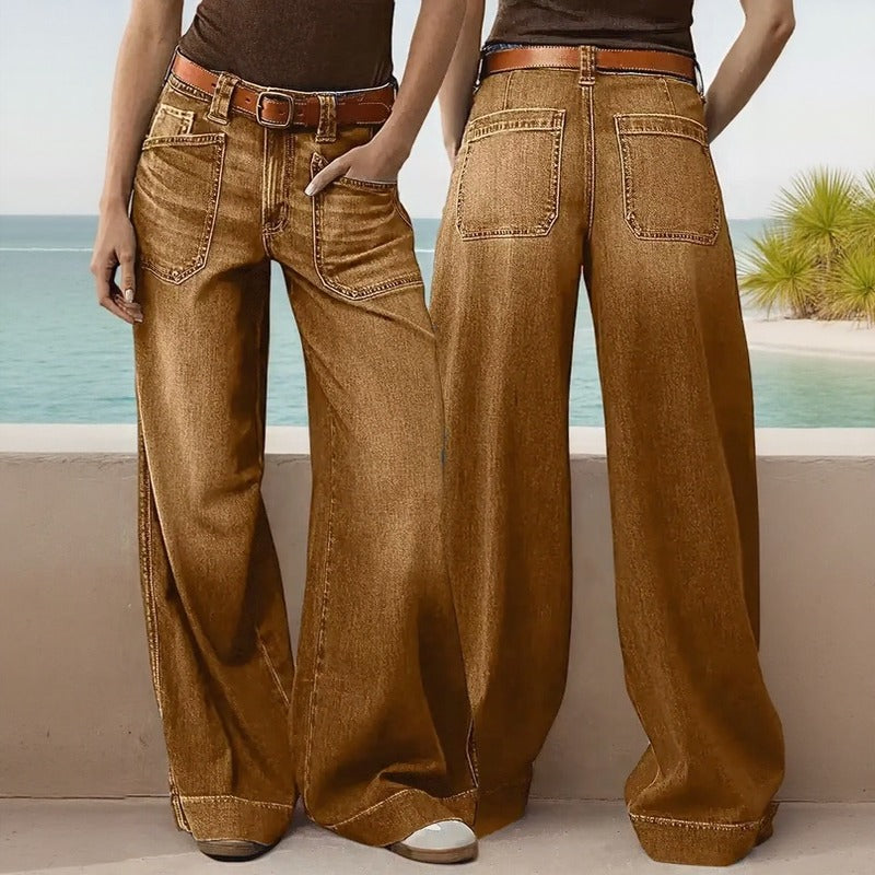 Jeans Castela™ De Corte Amplio Con Lavado Desgastado