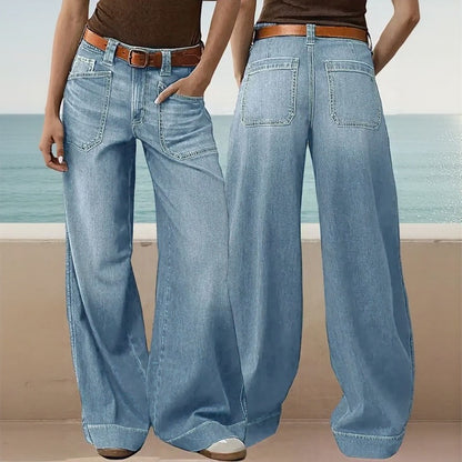 Jeans Castela™ De Corte Amplio Con Lavado Desgastado