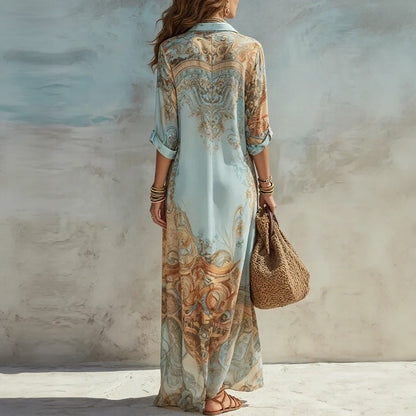 Vestido Camisero Largo Doravie™ Con Estampado Ornamental