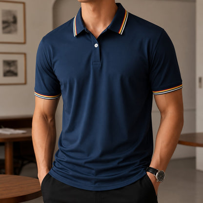 Camisa Polo Cedric™ con Gola Contrastante, Manga Corta y Corte Clásico