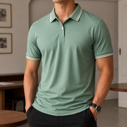 Camisa Polo Cedric™ con Gola Contrastante, Manga Corta y Corte Clásico