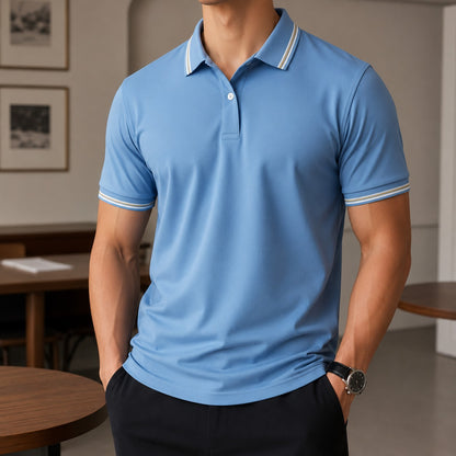 Camisa Polo Cedric™ con Gola Contrastante, Manga Corta y Corte Clásico