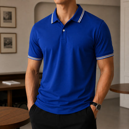 Camisa Polo Cedric™ con Gola Contrastante, Manga Corta y Corte Clásico