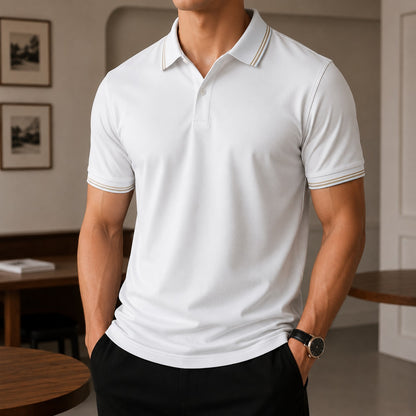 Camisa Polo Cedric™ con Gola Contrastante, Manga Corta y Corte Clásico